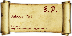 Babocs Pál névjegykártya